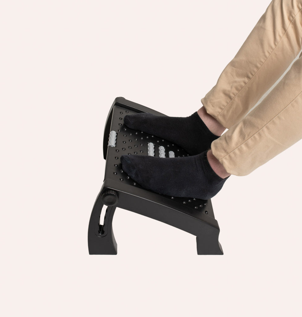 Ergonomic foot support with massage video